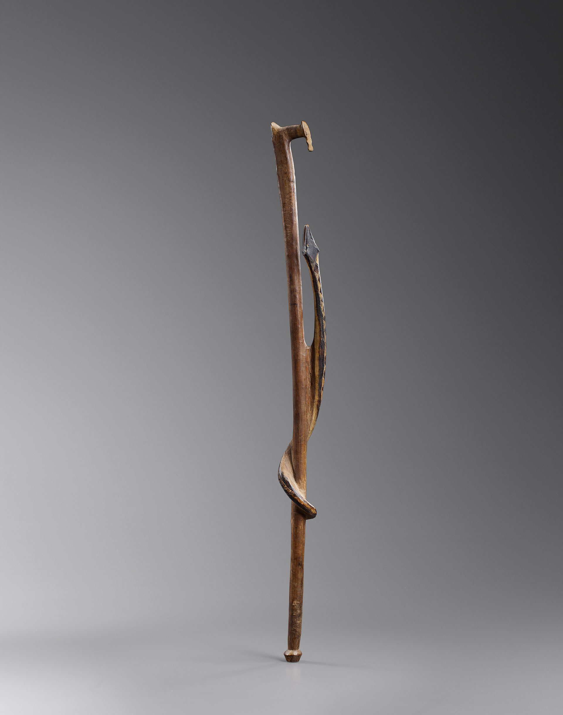 Madagascar Staff depicting snake and zebu motifs